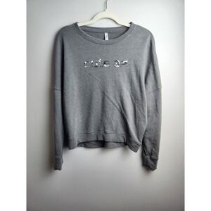 Fabletics Cute AF drop shoulder sweatshirt gray camo print sz L crop no mat tag